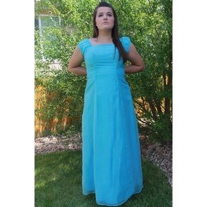 Blue Prom Dress with Sleeves